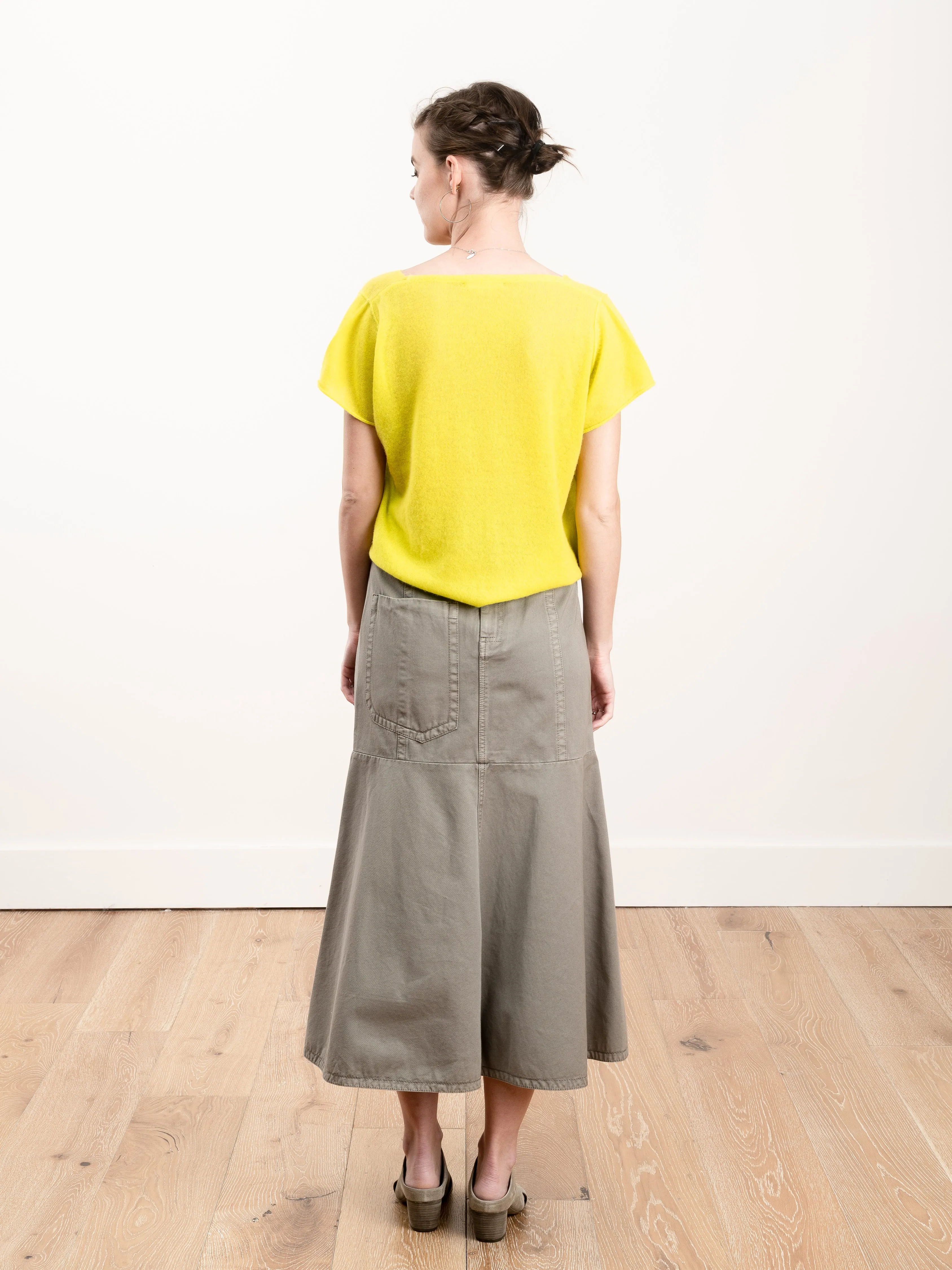 twill long skirt - dark stone