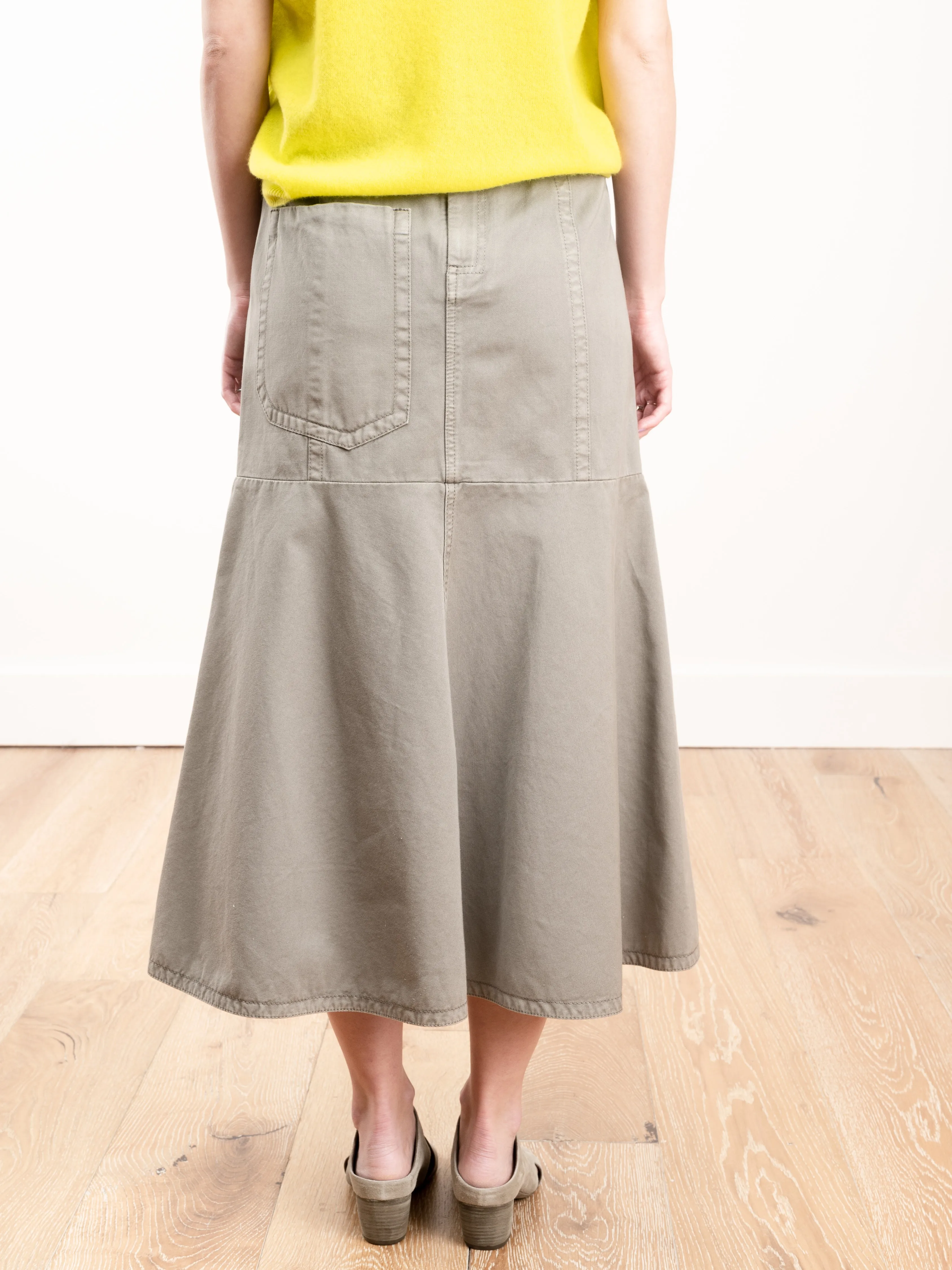 twill long skirt - dark stone