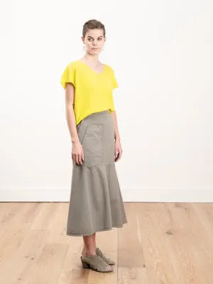 twill long skirt - dark stone