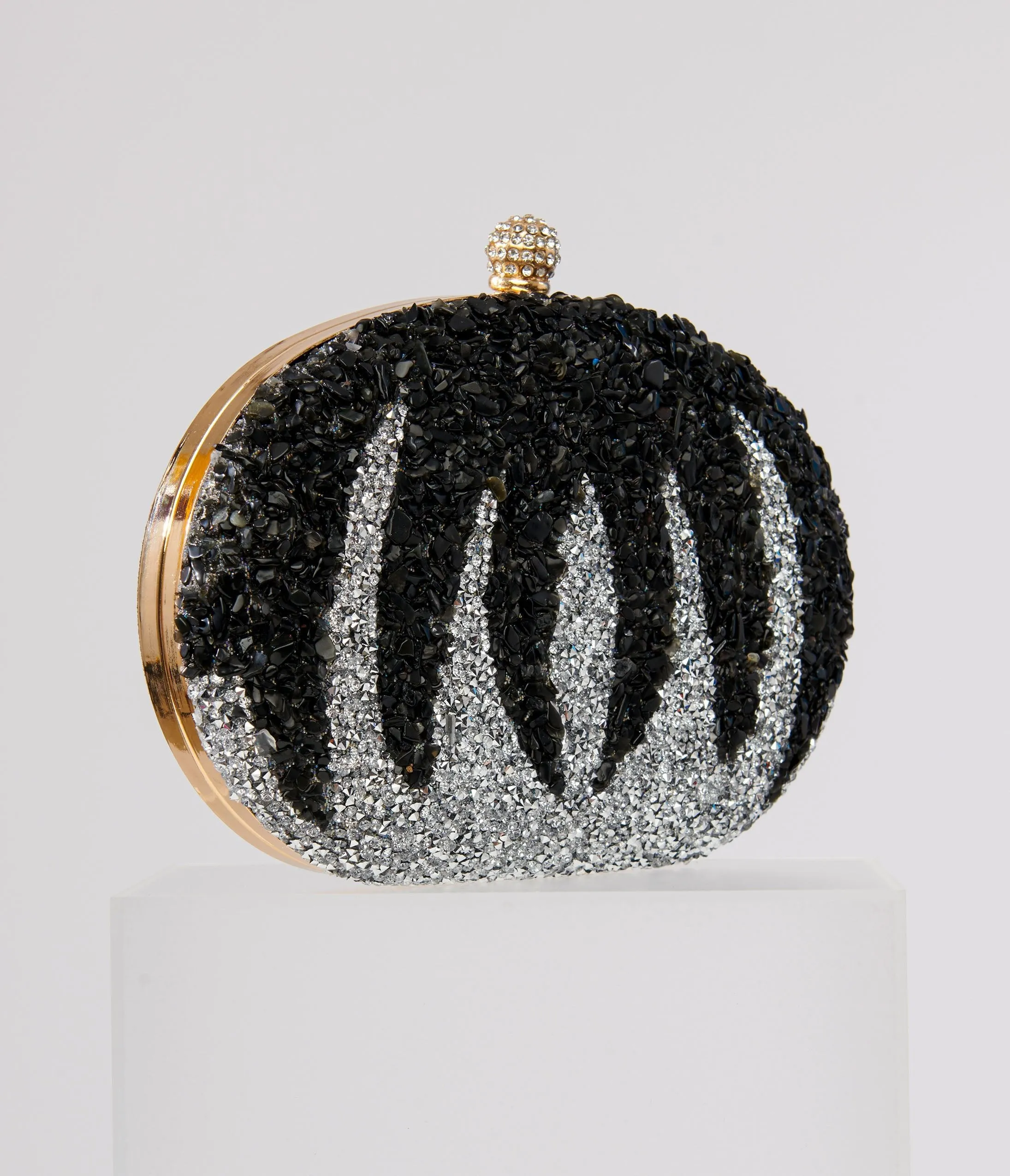 Unique Vintage 1920s Black Beaded & Silver Rhinestone Spooky Clutch Purse