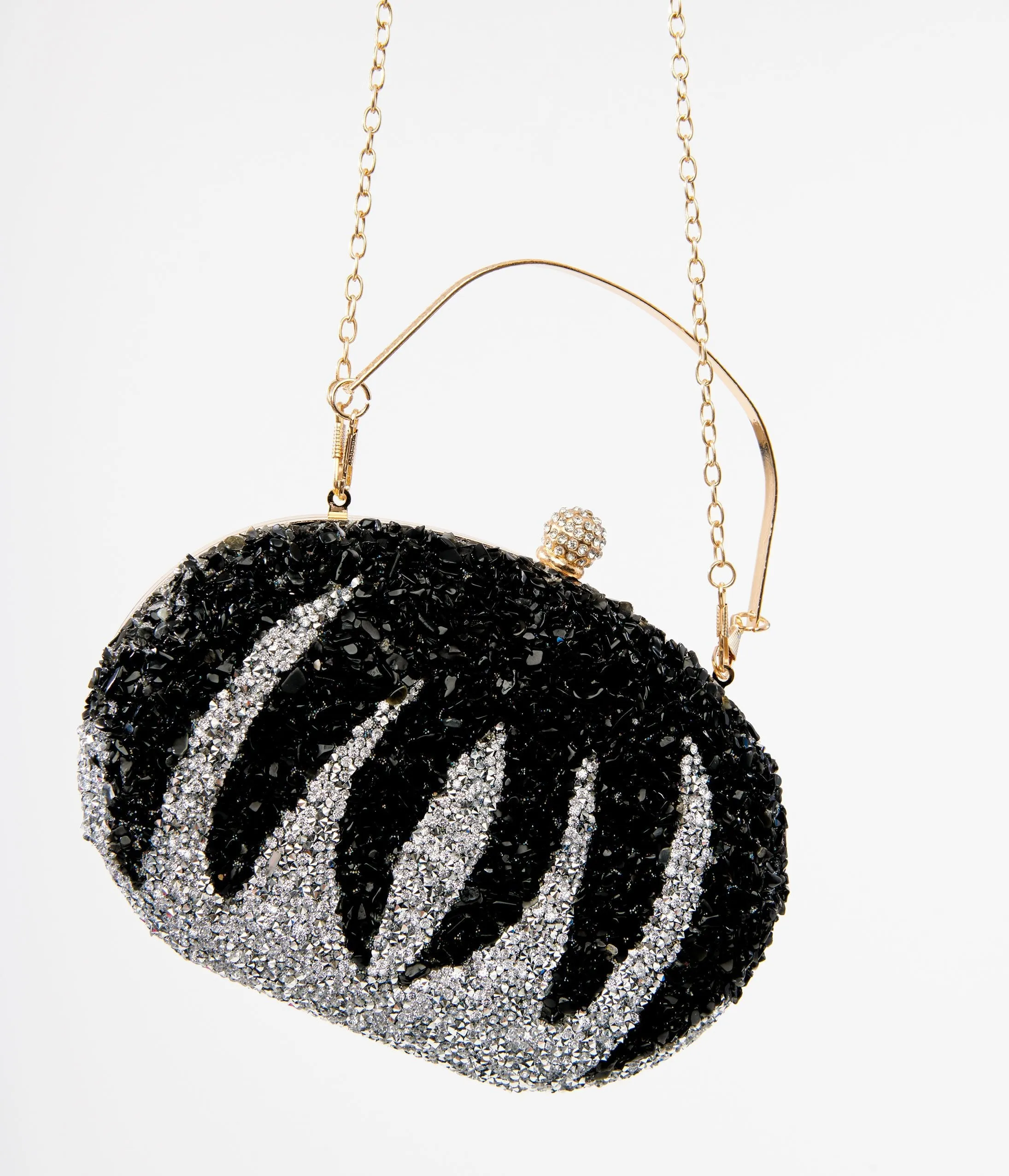 Unique Vintage 1920s Black Beaded & Silver Rhinestone Spooky Clutch Purse