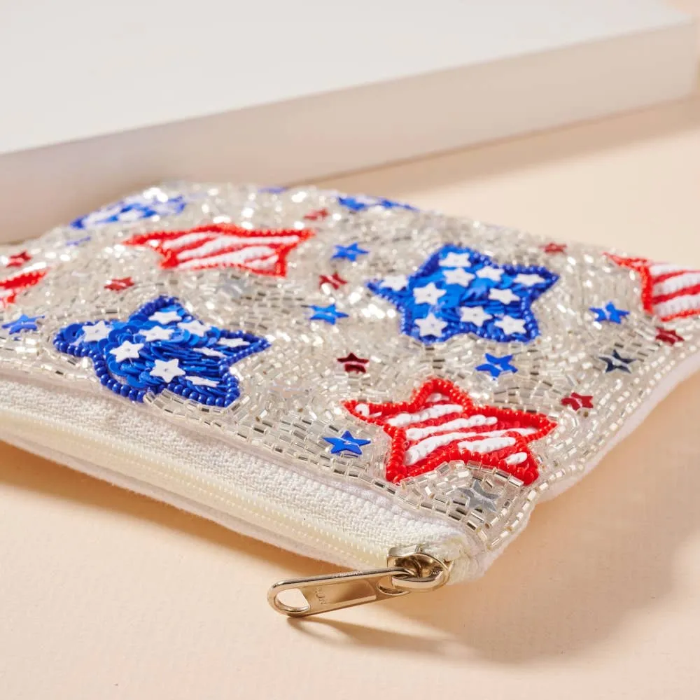 USA Stars Beaded Coin Purse