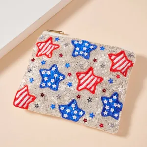 USA Stars Beaded Coin Purse