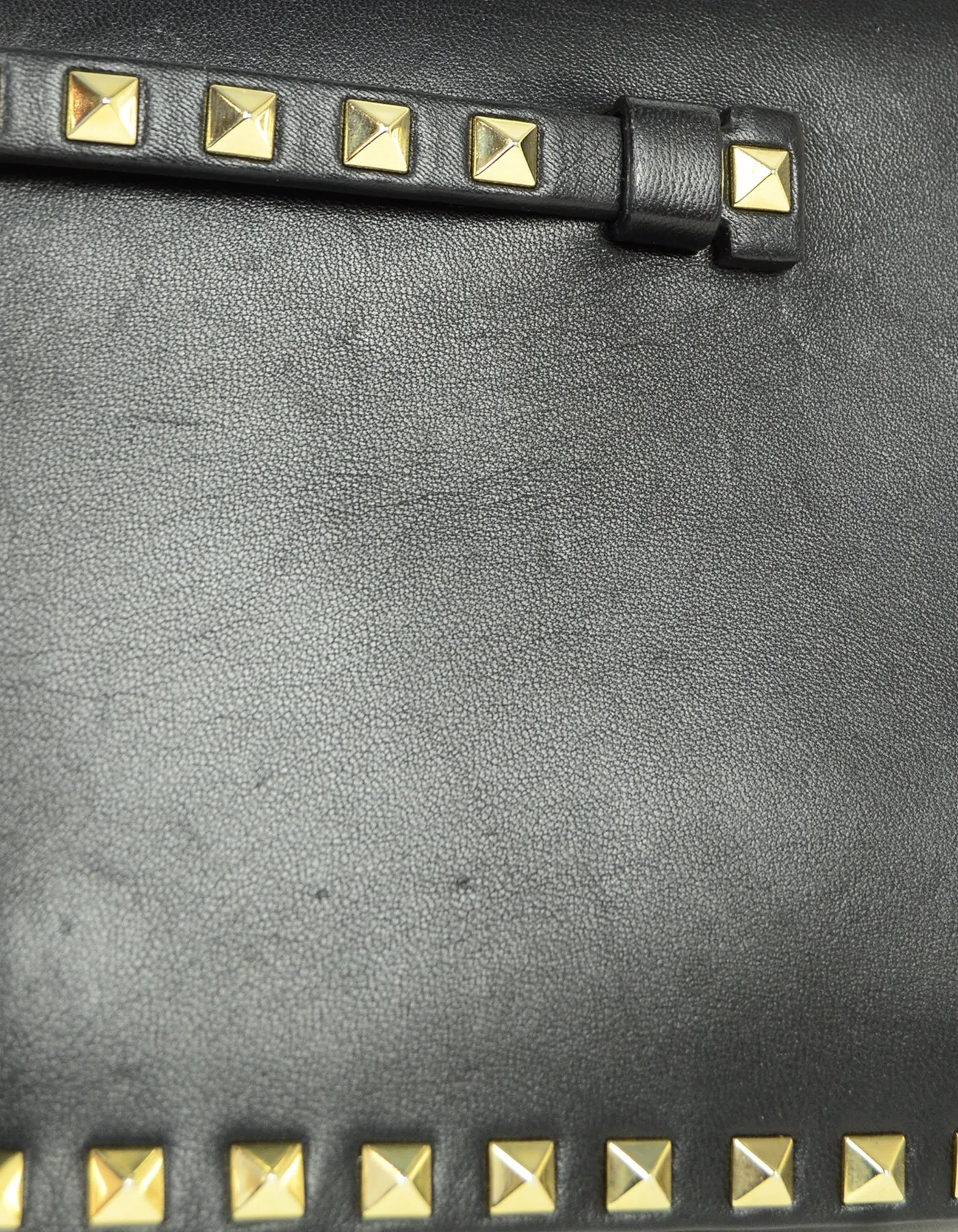 Valentino Black Leather Rockstud Wristlet Clutch