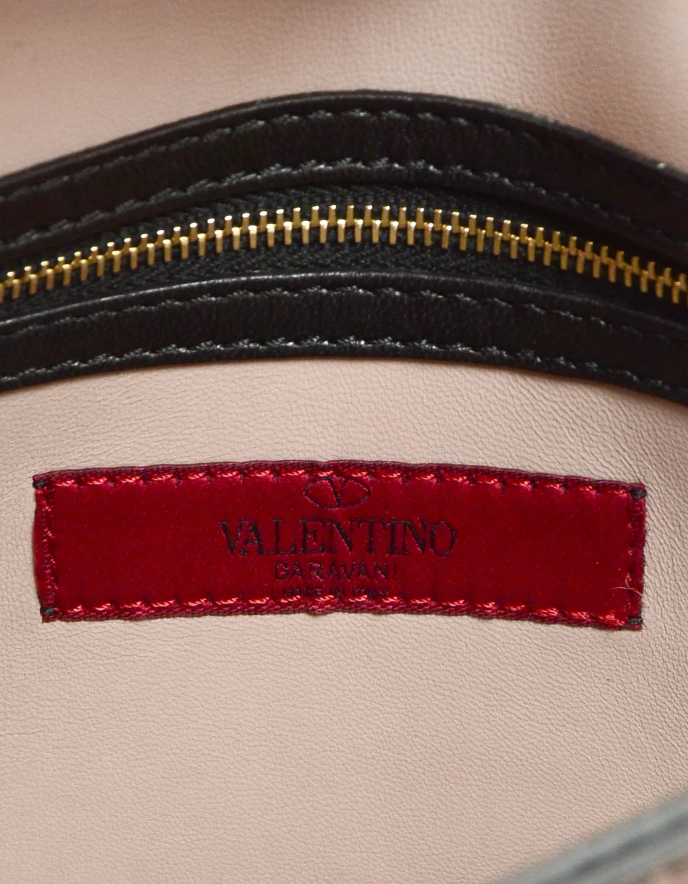 Valentino Black Leather Rockstud Wristlet Clutch