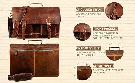Vintage Classic Handmade Leather Messenger Bag Laptop Briefcase Computer Satchel bag For Men