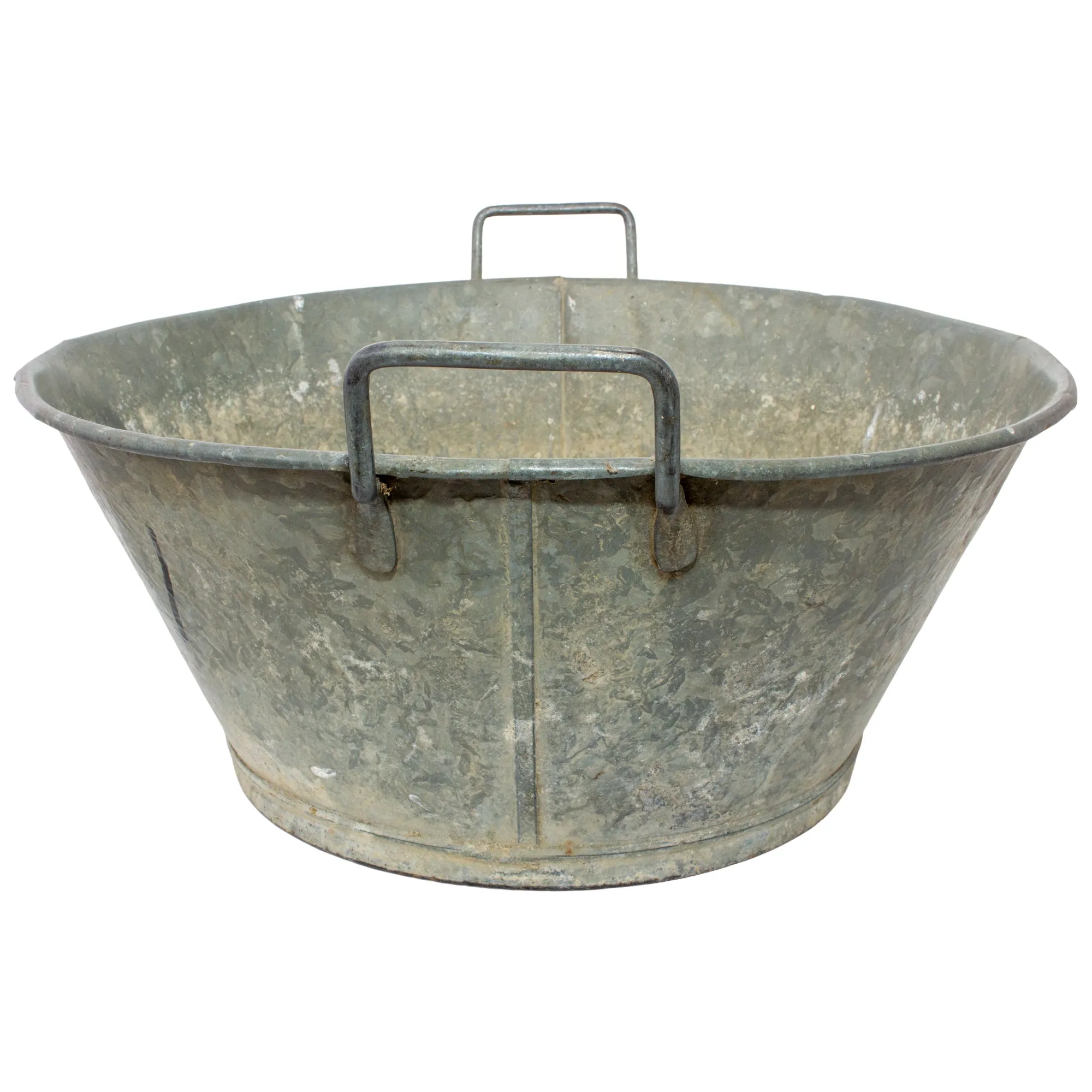 Vintage French Zinc Bucket with Custom "Cheers" Calligraphy
