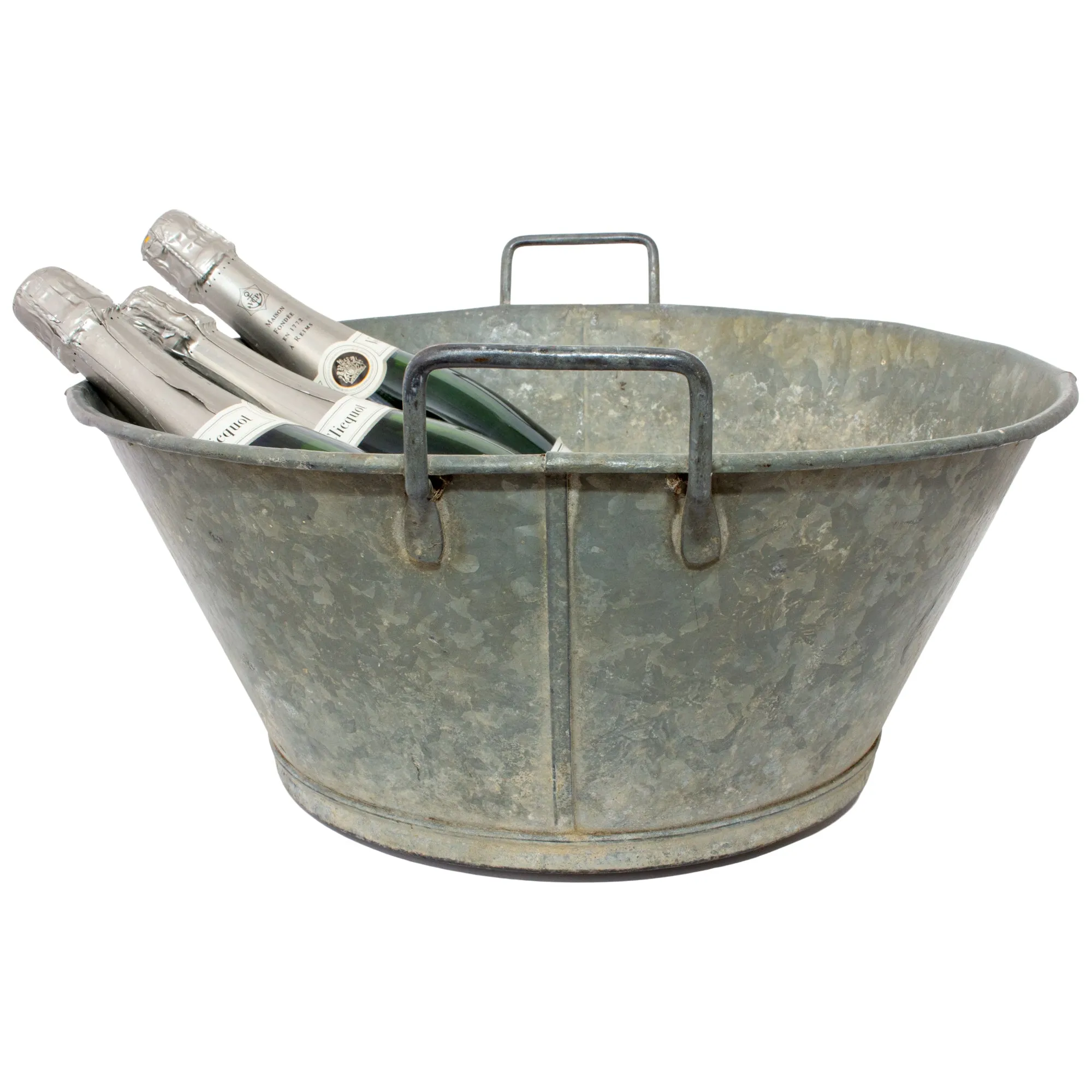 Vintage French Zinc Bucket with Custom "Cheers" Calligraphy