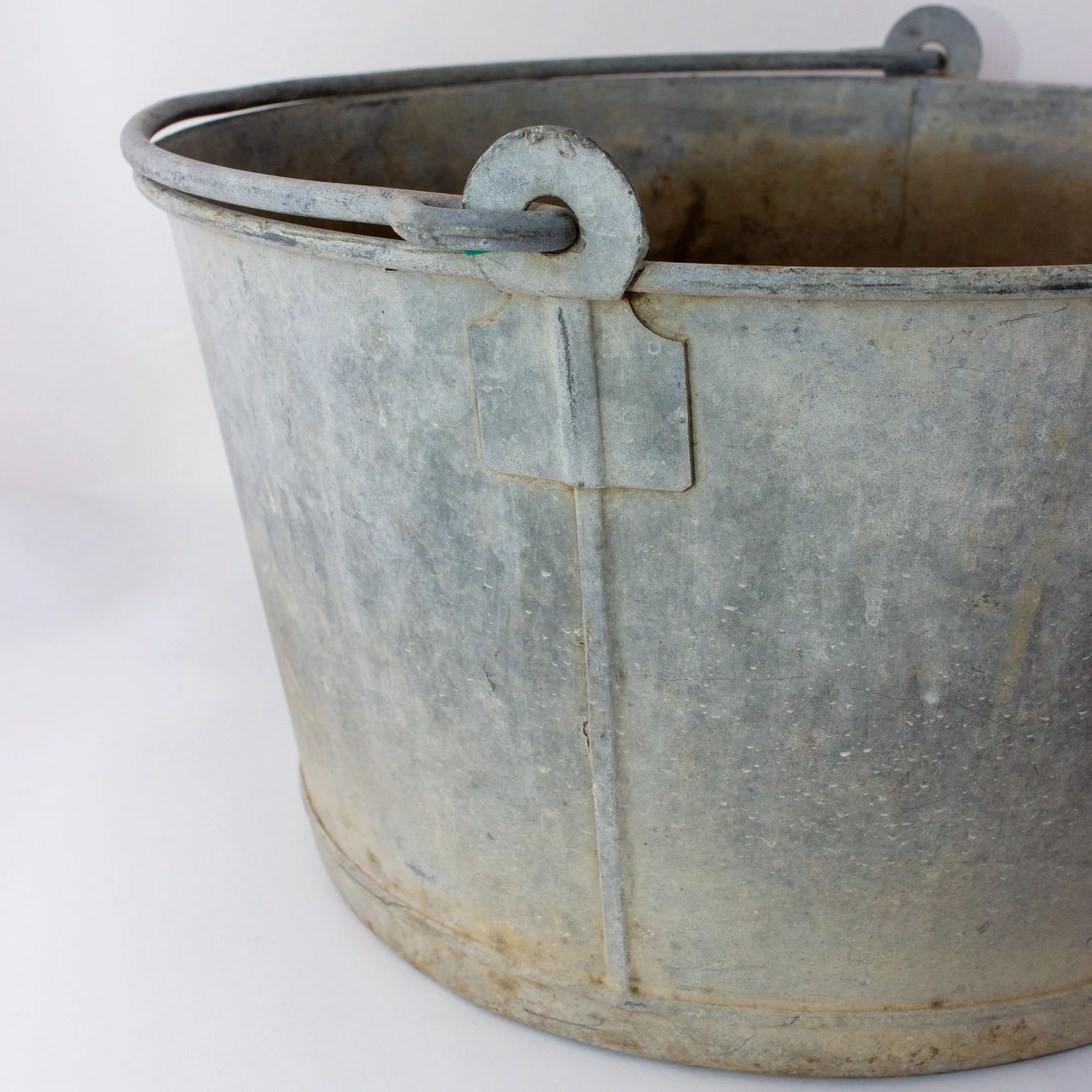 Vintage French Zinc Bucket with Custom "Santé" Calligraphy