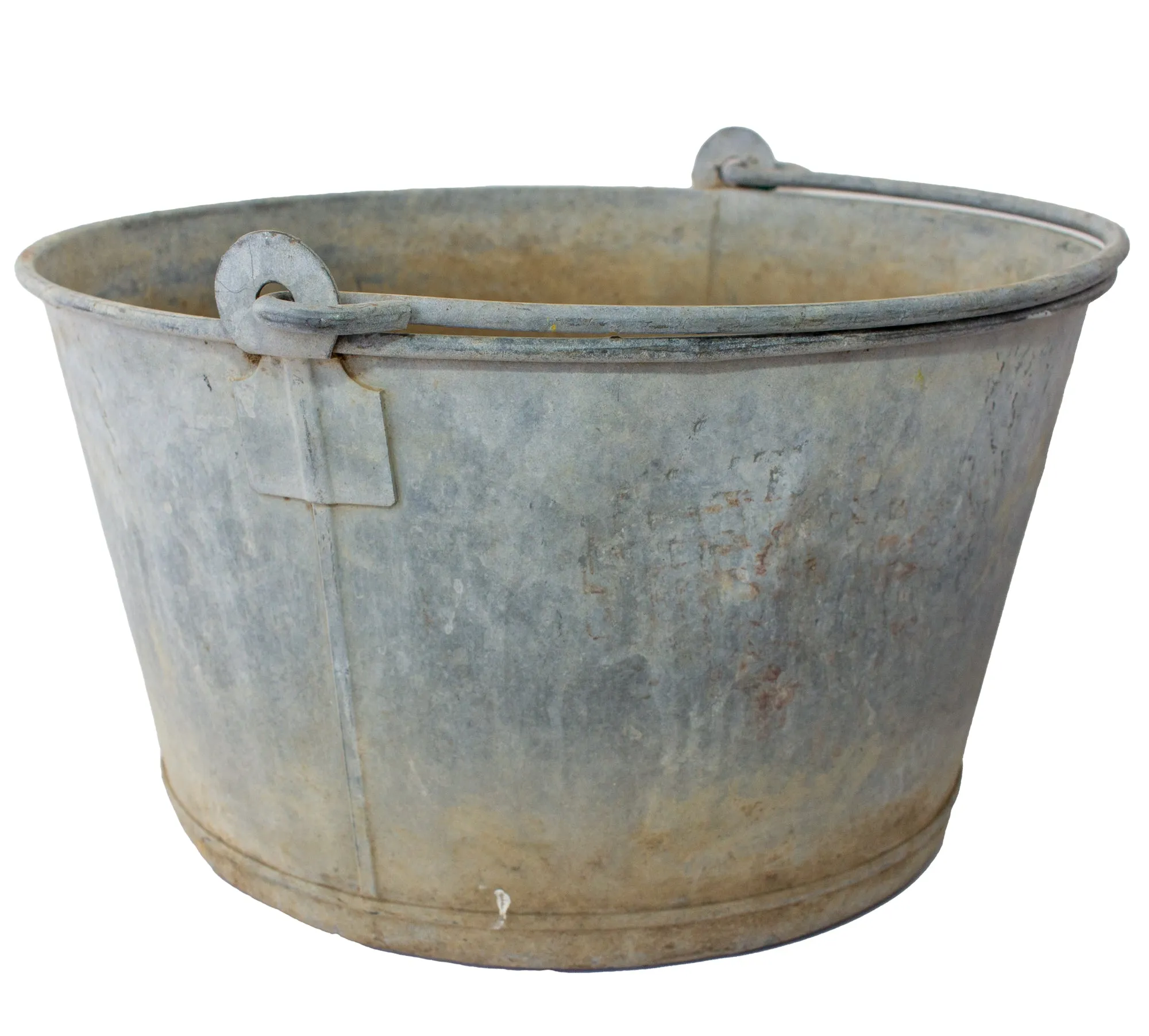 Vintage French Zinc Bucket with Custom "Santé" Calligraphy