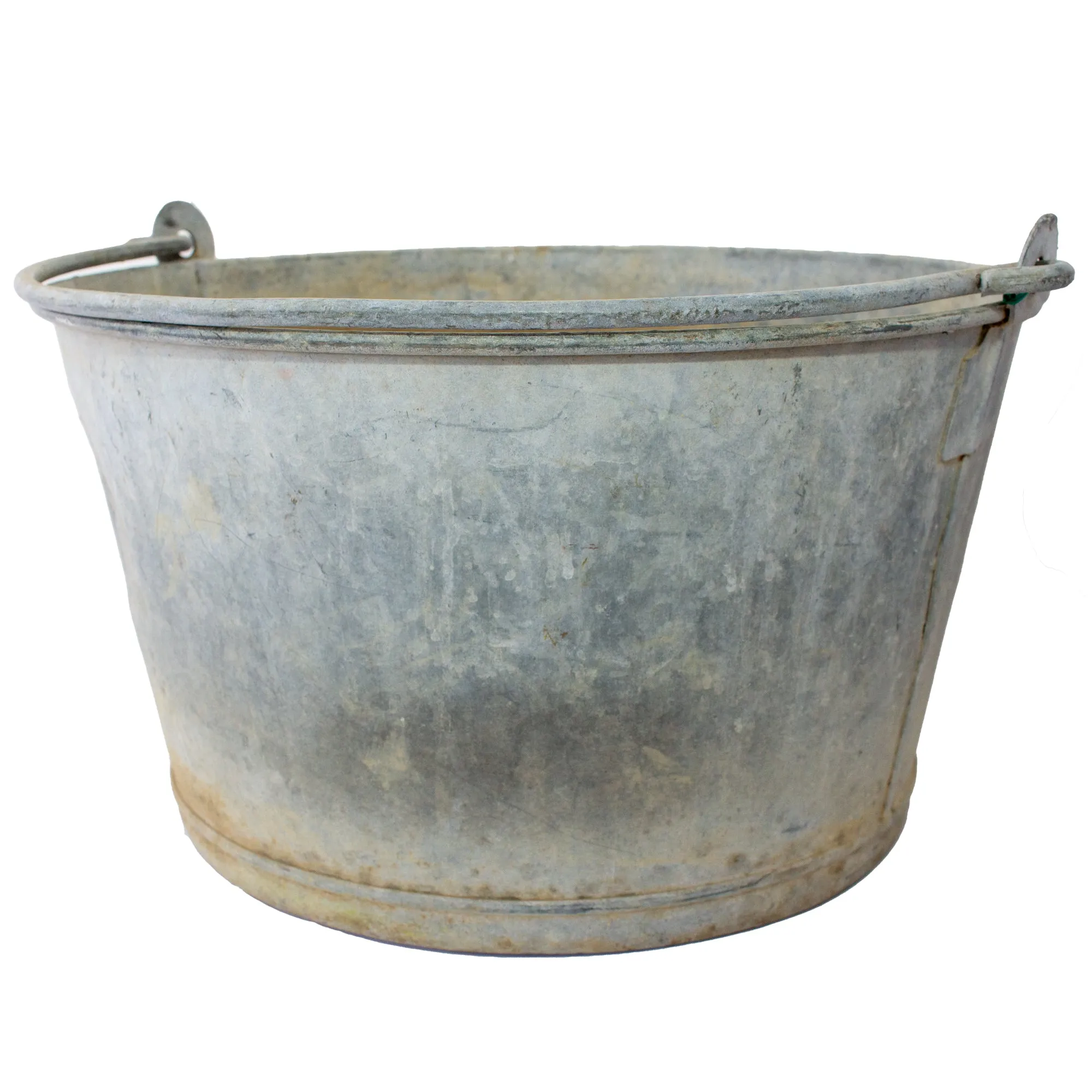 Vintage French Zinc Bucket with Custom "Santé" Calligraphy