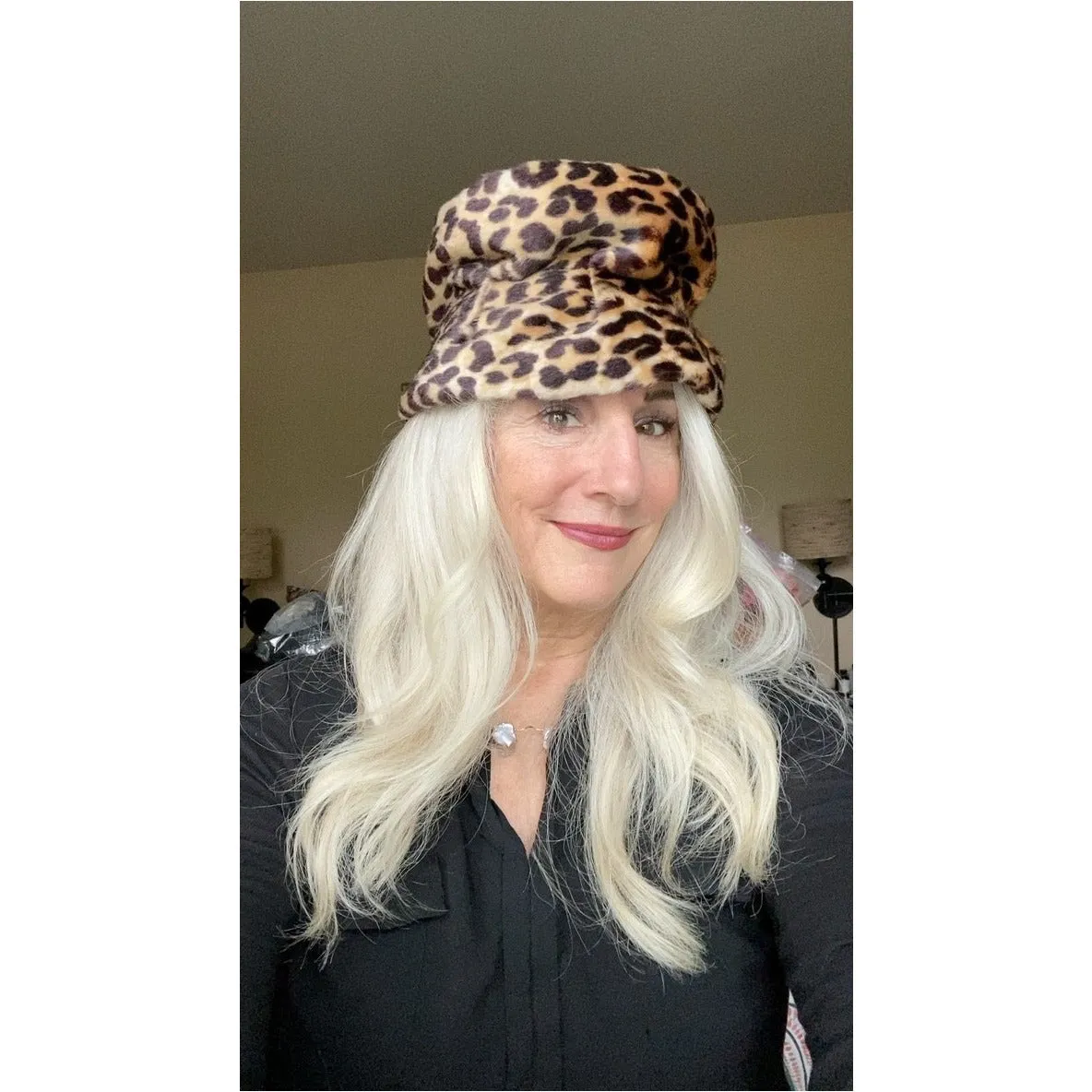 Vintage Hat Leopard Faux Fur Felt Bucket Hat 1950S