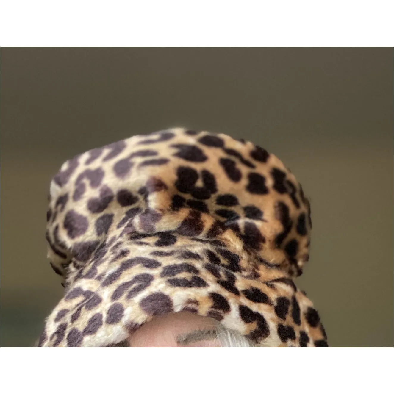 Vintage Hat Leopard Faux Fur Felt Bucket Hat 1950S