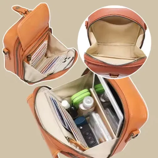 Vintage Large Capacity Messenger Leather Bag With 10 card inserts Casual Backpack Men Women's Bag Retro Backpack Large Capacity Travel