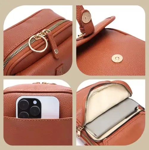 Vintage Large Capacity Messenger Leather Bag With 10 card inserts Casual Backpack Men Women's Bag Retro Backpack Large Capacity Travel