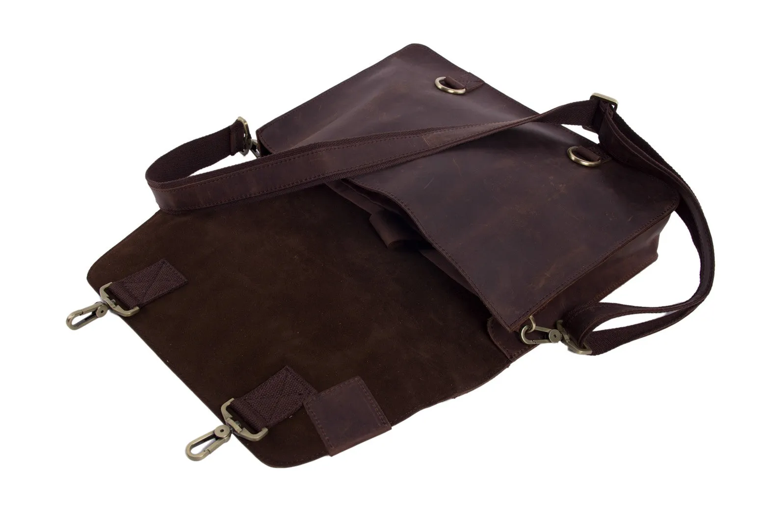 Vintage Style Genuine Leather Briefcase Men's Messenger Bag Laptop Bag Business
