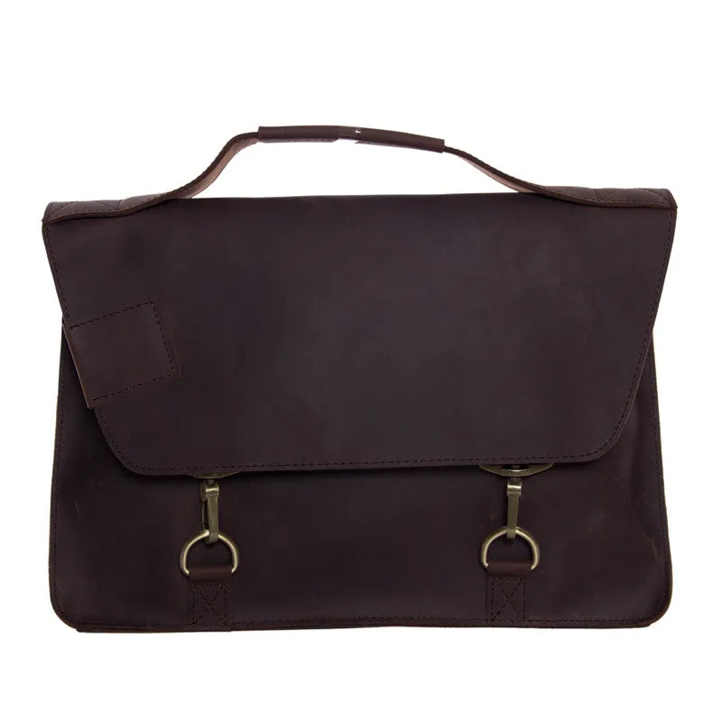 Vintage Style Genuine Leather Briefcase Men's Messenger Bag Laptop Bag Business