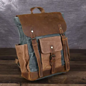 Waxed Canvas Travel Backpack Laptop Backpack Hiking Rucksack Retro School Backpack