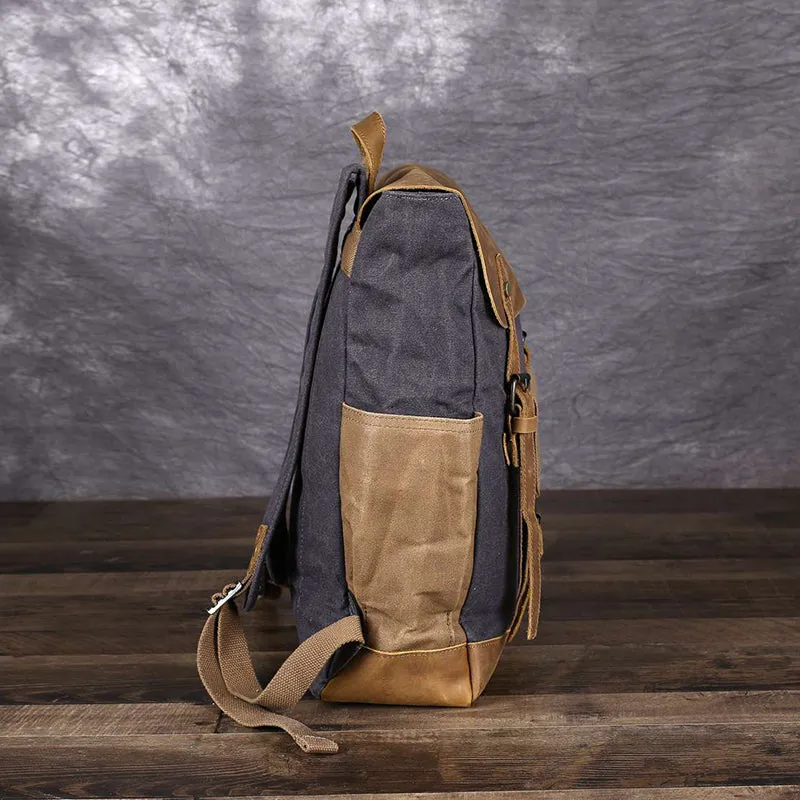 Waxed Canvas Travel Backpack Laptop Backpack Hiking Rucksack Retro School Backpack