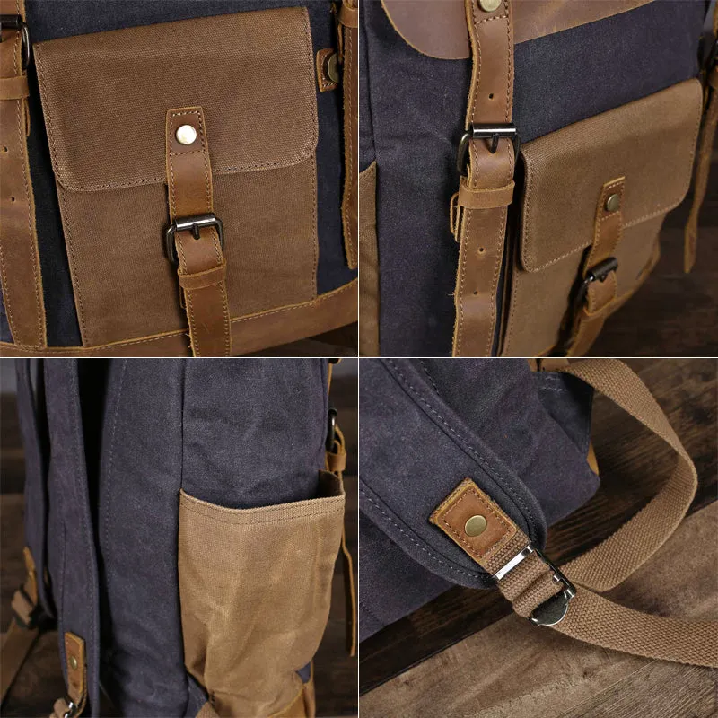 Waxed Canvas Travel Backpack Laptop Backpack Hiking Rucksack Retro School Backpack