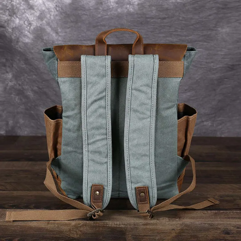 Waxed Canvas Travel Backpack Laptop Backpack Hiking Rucksack Retro School Backpack
