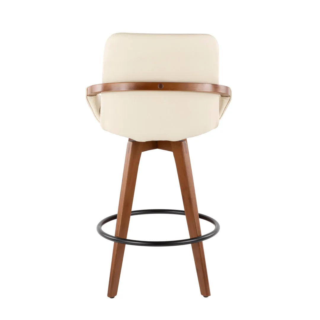 Whitacre Swivel Stool Wade Logan® Seat Height: Counter Stool (26" Seat Height), Upholstery: Cream Faux Leather