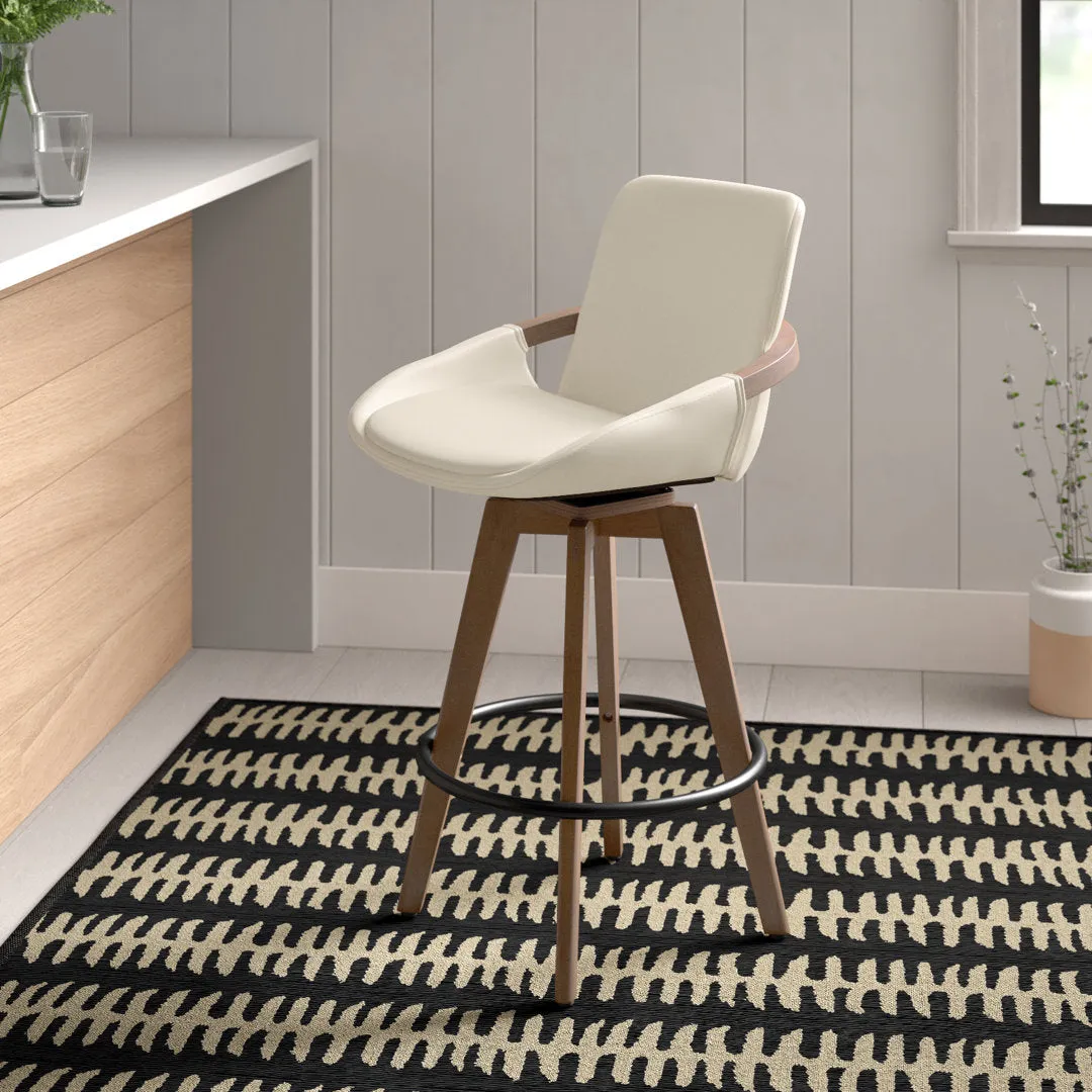 Whitacre Swivel Stool Wade Logan® Seat Height: Counter Stool (26" Seat Height), Upholstery: Cream Faux Leather