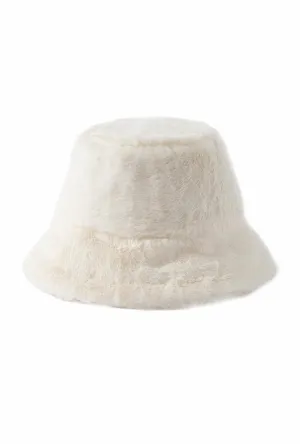 White Fur Bucket Hat