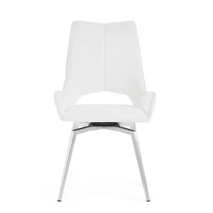 White Set Of 2 Swivel Dining Chairs