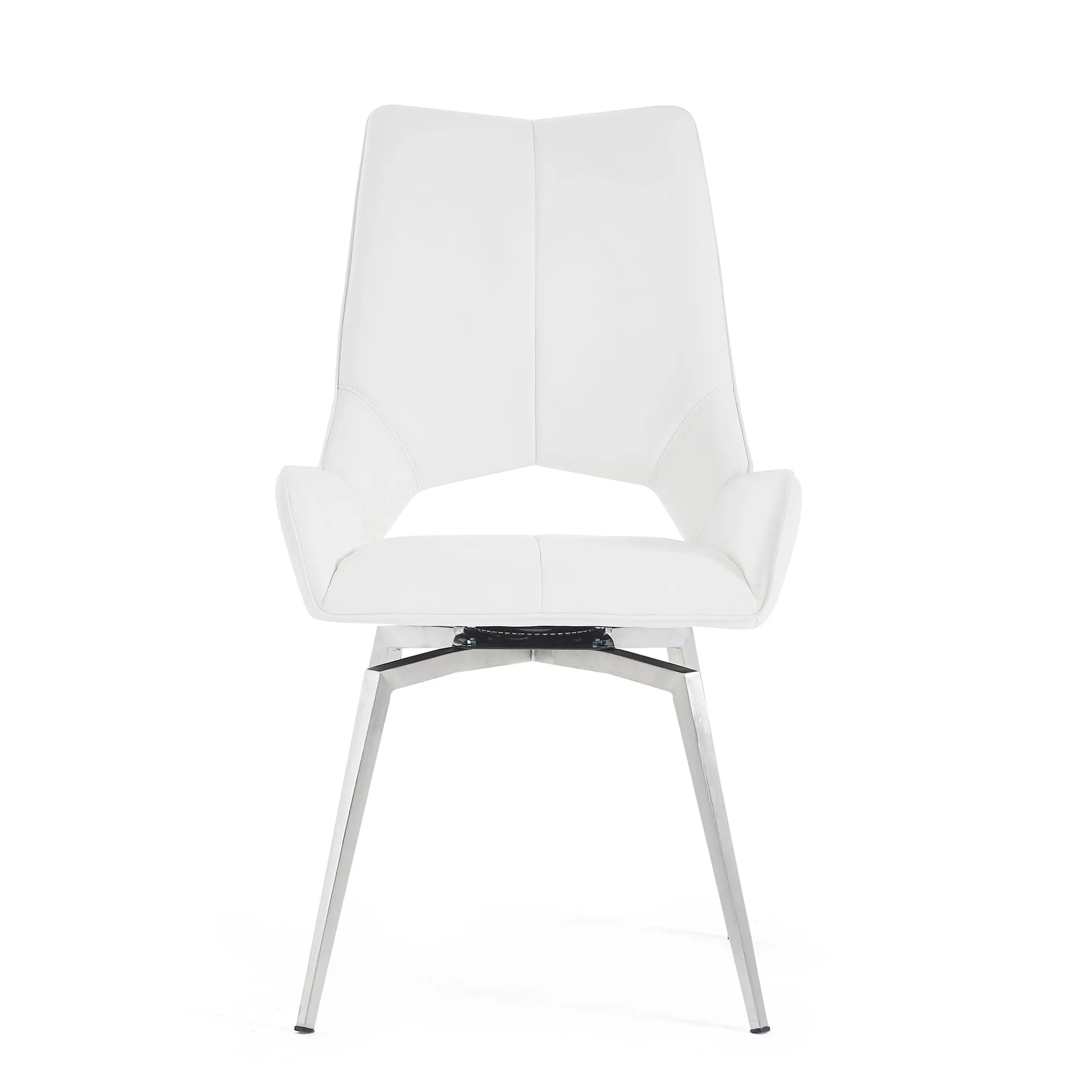 White Set Of 2 Swivel Dining Chairs