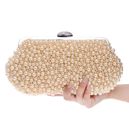 Women messenger beaded women vintage evening bags imitation pearl shell women bag shoulder bags,diamonds clutch bag for wedding