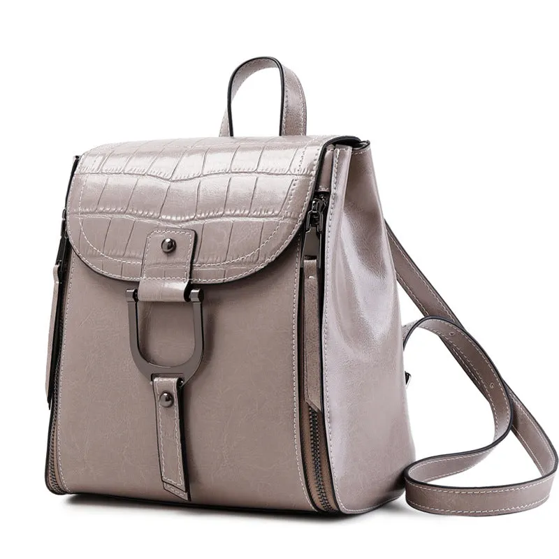 Women's Top Grain Leather Backpack Stylish Leather Rucksack Women Leather Travel Backpack Fashion City Backpack