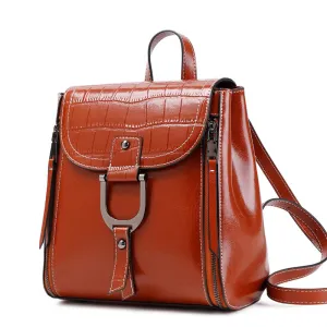 Women's Top Grain Leather Backpack Stylish Leather Rucksack Women Leather Travel Backpack Fashion City Backpack