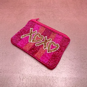 XOXO Beaded Zip Pouch