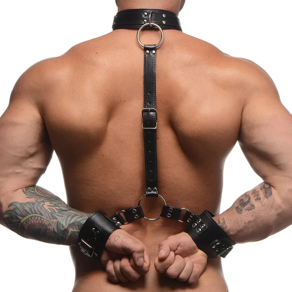 XR Brands Strict Neck to Wrist Vegan Leather Restraints
