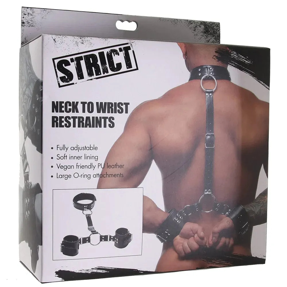 XR Brands Strict Neck to Wrist Vegan Leather Restraints