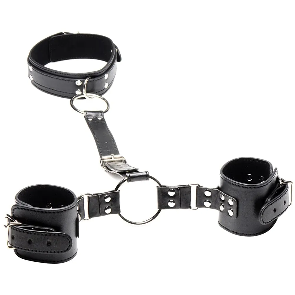 XR Brands Strict Neck to Wrist Vegan Leather Restraints