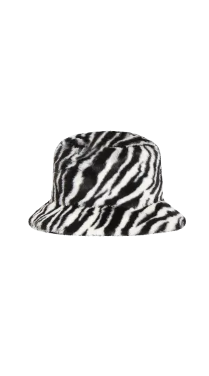 ZEBRA FUR BUCKET BLACK