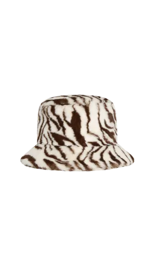 ZEBRA FUR BUCKET BROWN