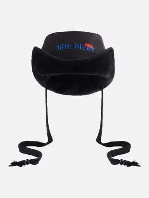 Zoe Faux-Fur Bucket Hat - Black